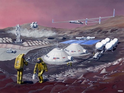 Depiction of a Mars station