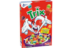 This photo provided by General Mills shows a box of Classic Trix cereal. Trix is back to its old tricks: The colorful cereal will once again be made with artificial dyes and flavors, nearly two years after they were banished from the cereal. Food maker General Mills said Thursday, Sept. 21, 2017, that Classic Trix will return to supermarket shelves in October. But it will also continue to sell the version without artificial colors and flavors. (Courtesy of General Mills via AP)