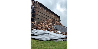In this image provided by the Bardstown, Ky., Fire Department, debris is piled in a heap after a section of a bourbon storage warehouse at the Barton 1792 Distillery collapsed, Friday June 22, 2018, in Bardstown, Ky. Nelson County Emergency Management spokesman Milt Spalding says about 9,000 barrels filled with aging bourbon were affected. (Chief Billy Mattingly/Bardstown Fire Department via AP)