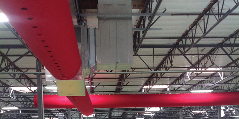 Fabric diffusers can readily replace existing metal ductwork in a retrofit project and provide customized air dispersion that delivers optimal air flow across the entire run. (Photo courtesy of DuctSox)