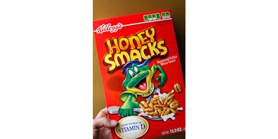FILE - This June 25, 2010, file photo shows a box of Kellogg's Honey Smacks in Mt. Lebanon, Pa. Kellogg’s Honey Smacks is returning to shelves following a voluntarily recall after salmonella. The company announced on Monday, Oct. 22, 2018, the cereal will return next month in limited quantities with “a simpler, updated recipe.” (AP Photo/Gene J. Puskar)