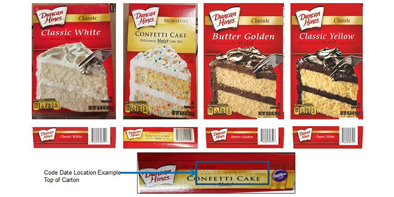 Recalled Duncan Hines cake mixes