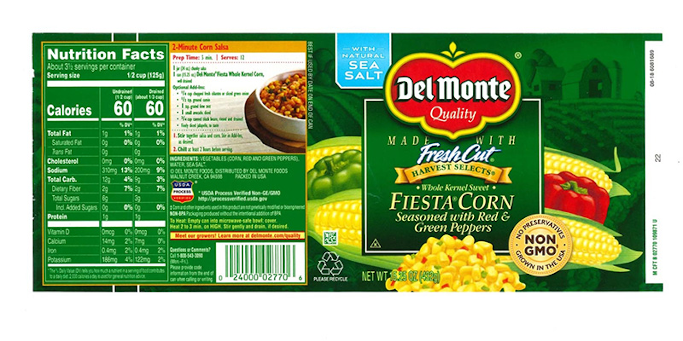 Del Monte Foods Recalls Canned Fiesta Corn Seasoned with Red & Green