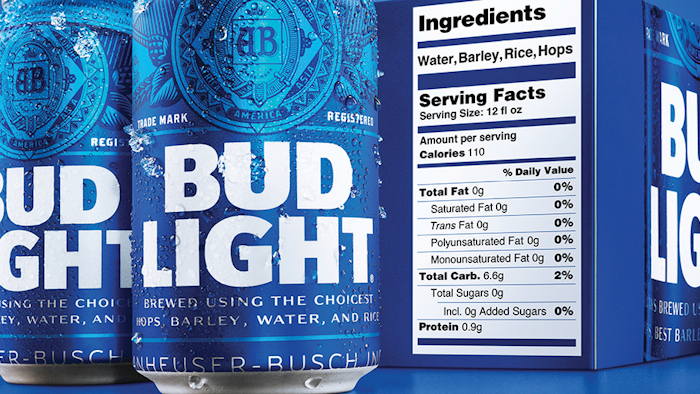 Bud Light Debuts Bigger Nutrition Labels Food Manufacturing