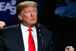 President Donald Trump speaks at the American Farm Bureau Federation convention in New Orleans, Monday, Jan. 14, 2019. (AP Photo/Gerald Herbert)