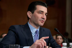 FILE - In this April 5, 2017, file photo, Dr. Scott Gottlieb speaks during his confirmation hearing before a Senate committee, in Washington, as President Donald Trump's nominee to head the Food and Drug Administration. The Food and Drug Administration Commissioner is stepping down after nearly two years leading the agency. Health and Human Services Secretary Alex Azar announced Gottlieb’s plan resignation in a statement Tuesday, March 5, 2019. (AP Photo/J. Scott Applewhite, File)