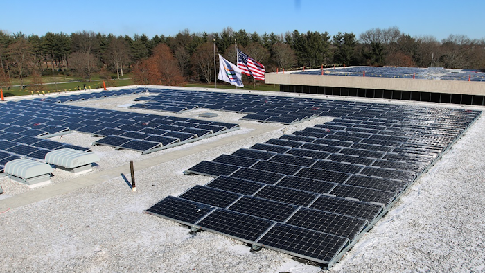 Newly-installed solar panels atop PepsiCo's Purchase, NY headquarters facilities.