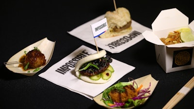 A variety of Impossible Pork dishes from Impossible Foods, the California plant-based meat company, as the company unveils Impossible Pork and Impossible Sausage before the CES tech show Jan. 6 in Las Vegas.