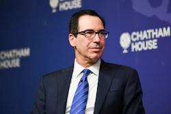 United States Treasury Secretary Steven T. Mnuchin speaks at Chatham at House in London on Saturday, Jan. 25.