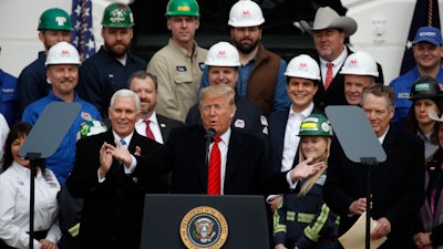 President Donald Trump speaks during an event at the White House to sign a new North American trade agreement with Canada and Mexico on Wednesday, Jan. 29 in Washington.