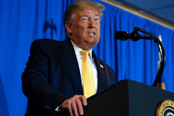 President Donald Trump delivers the commencement address at the 'Hope for Prisoners' graduation ceremony, Thursday, Feb. 20, 2020, in Las Vegas.