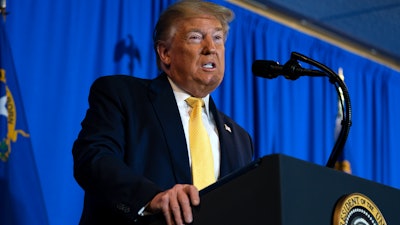 President Donald Trump delivers the commencement address at the 'Hope for Prisoners' graduation ceremony, Thursday, Feb. 20, 2020, in Las Vegas.
