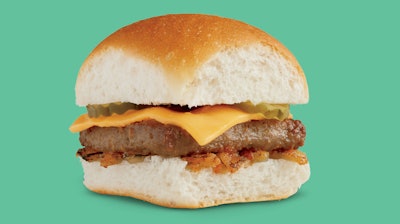 White Castle's Impossible Slider with dairy-free cheddar cheese.