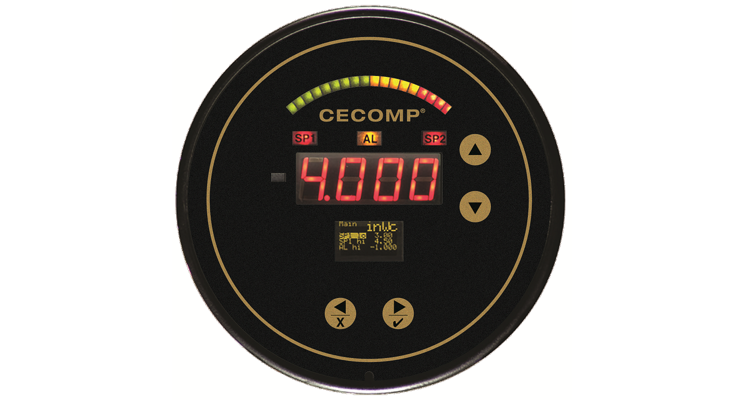Cecomp's digital differential pressure gauges can measure positive, negative, or differential pressure.