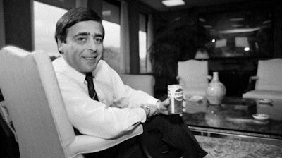 In this June 14, 1985, file photo, Roger Enrico, chairman of Pepsi USA, poses in his office in Purchase, N.Y.