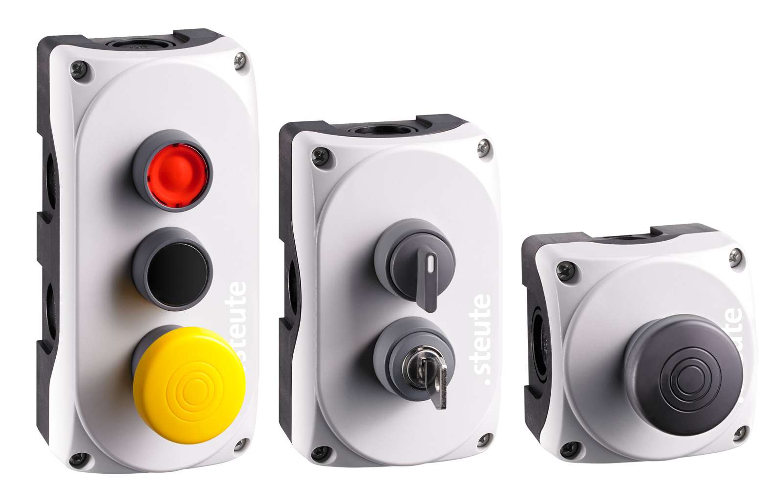 Steute Industrial Controls' line of Wireless, Batteryless Pushbutton Switches.