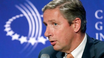 In this Wednesday, Sept. 21, 2011, file photo, Klaus Kleinfeld, Chairman and CEO of Alcoa, speaks at the Clinton Global Initiative, in New York. Kleinfeld, the former chairman and CEO of Arconic, who resigned suddenly on Monday, April 17, 2017, appears to have been brought down by a strange letter containing veiled threats to the company’s largest shareholder, a hedge fund that was seeking his removal.