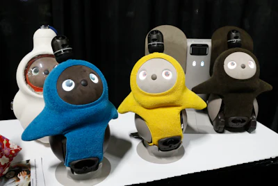 Lovot companion robots are on display at the Groove X booth during CES Unveiled at CES International, Sunday, Jan. 6, 2019, in Las Vegas.