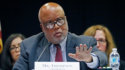 House Homeland Security Committee chairman, U.S. Rep. Bennie Thompson, D-Miss., questions Jere Miles, Special Agent in Charge of the Homeland Security Investigations for Immigration and Customs Enforcement with the U.S. Department of Homeland Security, unseen, during a field hearing at Tougaloo College in Jackson, Miss. on Thursday about the Aug. 7 ICE raids in Mississippi which resulted in nearly 700 workers being arrested at seven chicken processing plants.