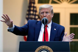 President Donald Trump in the Rose Garden of the White House, on Tuesday, April 14.