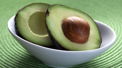 An avocado in Cranfield University's Plant Science Laboratory, Cranfield, U.K.