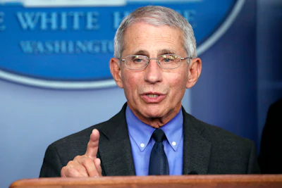 In this April 7 file photo, Dr. Anthony Fauci, director of the National Institute of Allergy and Infectious Diseases, speaks about the coronavirus in Washington.