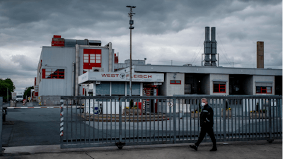 The Westfleisch slaughterhouse is seen in Coesfeld, Germany on Tuesday, May 12. Hundreds of the workers were tested positive on the coronavirus and were put on quarantine.