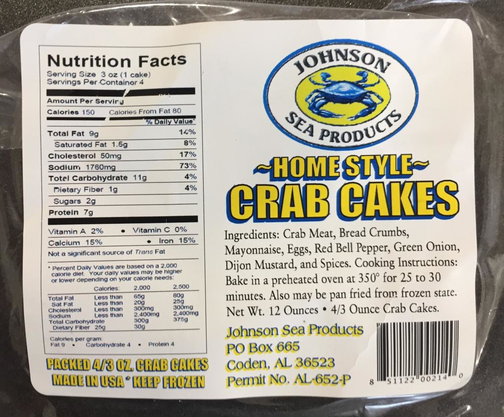 Calories in Mama Belle's Maryland Style Crab Cakes and Nutrition Facts