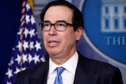 Treasury Secretary Steven Mnuchin speaks at the White House, April 21, 2020.