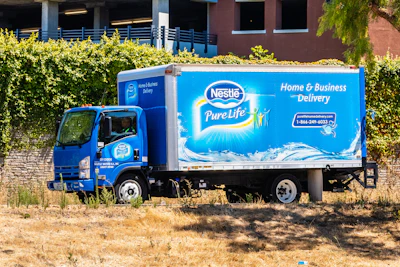 A Nestlé Pure Life truck making deliveries of purified (filtered) water in south San Francisco bay area.