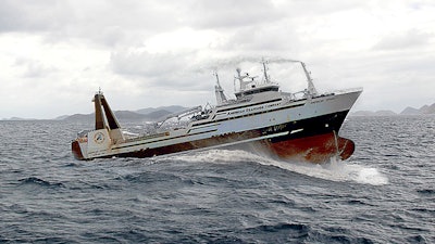 American Seafoods Company's American Dynasty fishing vessel, which measures 272 feet in length.