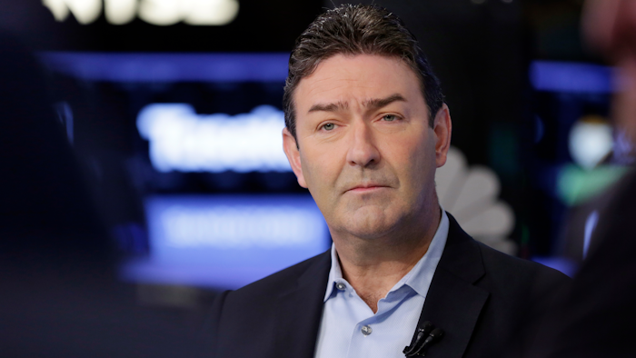 In this July 26, 2017, file photo, McDonald's CEO Steve Easterbrook is interviewed at the New York Stock Exchange.