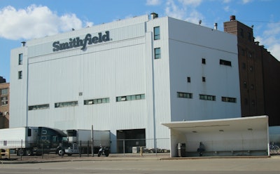 This April 8, 2020 photo shows the Smithfield pork processing plant in Sioux Falls, SD.