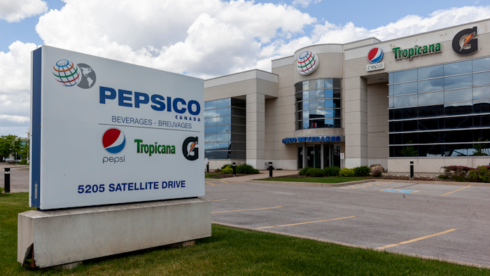 A ground sign outside of Pepsico Beverages Canada in Mississauga, Ontario.