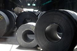 In this June 28, 2018 file photo, rolls of finished steel are seen at the U.S. Steel Granite City Works facility in Granite City, Ill.