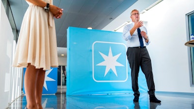 AP Moeller-Maersk A/S company CEO Soeren Skou, gives press conference