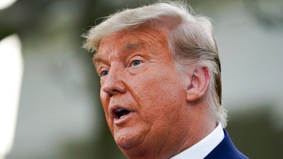 President Donald Trump speaks in the Rose Garden.