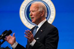 President Joe Biden answers questions from reporters in the South Court Auditorium on the White House complex, Jan. 25, 2021.