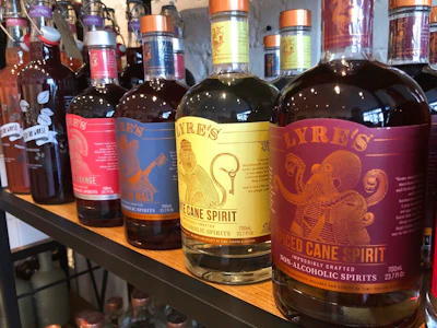 This March 4 photo shows alcohol-free spirits for sale at Spirited Away, New York's first 'booze-free bottle shop.'