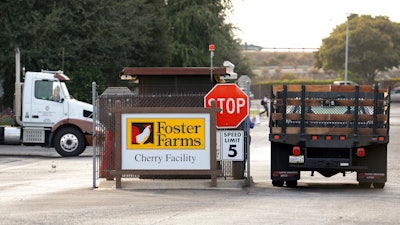 An entryway into a Foster Farms chicken plant in Fresno, CA is seen in this Oct. 8, 2013 file photo.