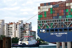 The CMA CGM Argentina arrives at PortMiami, the largest container ship to call at a Florida port, Tuesday, April 6, 2021, in Miami.