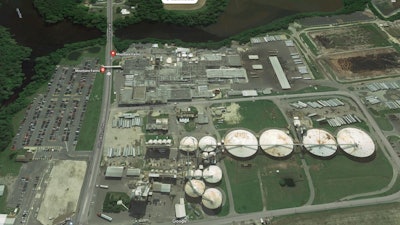 A Google Maps view of Mountaire Farms' facilities in Millsboro, DE.