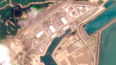 This satellite photo provided by Planet Labs Inc. shows the Taishan Nuclear Power Plant in Guangdong province, China on May 8, 2021. The Chinese nuclear power plant near Hong Kong had five broken fuel rods in a reactor but no radioactivity leaked, the government said Wednesday, June 16, 2021, in its first confirmation of the incident that prompted concern over the facility's safety.