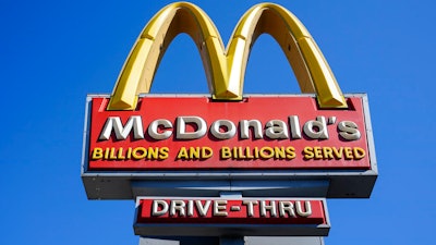 A McDonald's sign is shown in Philadelphia on April 26.