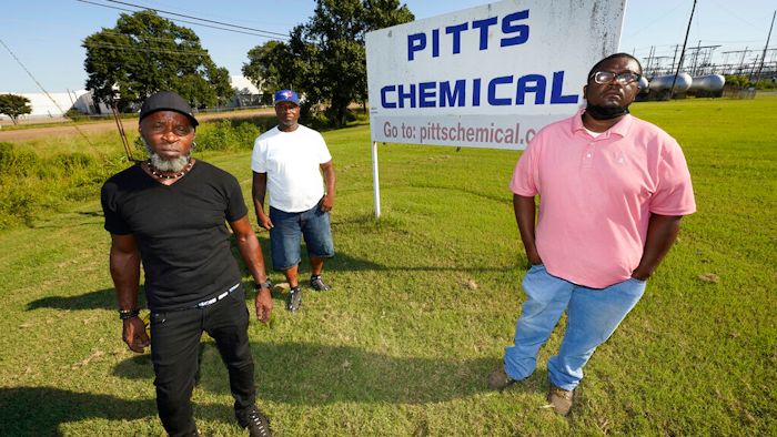 Richard Strong, 50, left, his brother Gregory Strong, 48, center and Stacy Griffin, 42 seen Sept. 9 in Indianola, MS.