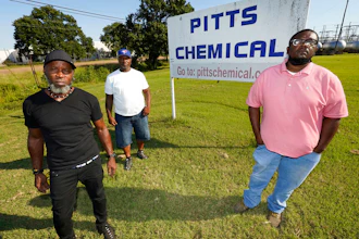 Richard Strong, 50, left, his brother Gregory Strong, 48, center and Stacy Griffin, 42 seen Sept. 9 in Indianola, MS.