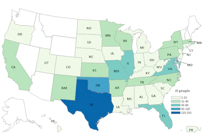 Case Count Map Providedby Cdc Outbreak Salmonella Oranienburg Whole Fresh Onions(oct2021)