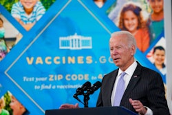 President Joe Biden talks about the newly approved COVID-19 vaccine for children ages 5-11 from the South Court Auditorium on the White House complex in Washington on Nov. 3, 2021.