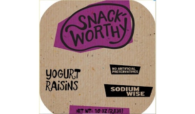 Label, Snack Worthy Yogurt Raisins