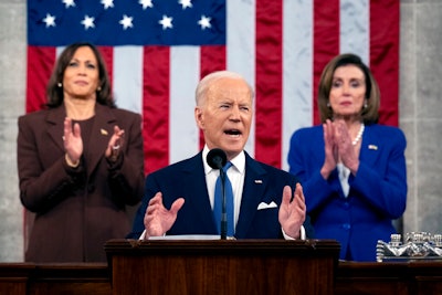 President Joe Biden delivers his State of the Union address to a joint session of Congress at the Capitol on March 1, 2022, in Washington.